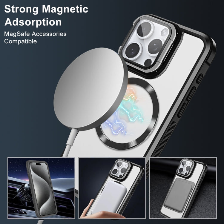 For iPhone 16 Plus Magsafe CD-grain Acrylic Hybrid TPU Phone Case(Black)