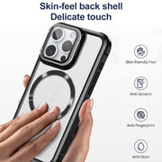 For iPhone 16 Plus Magsafe CD-grain Acrylic Hybrid TPU Phone Case(Black)