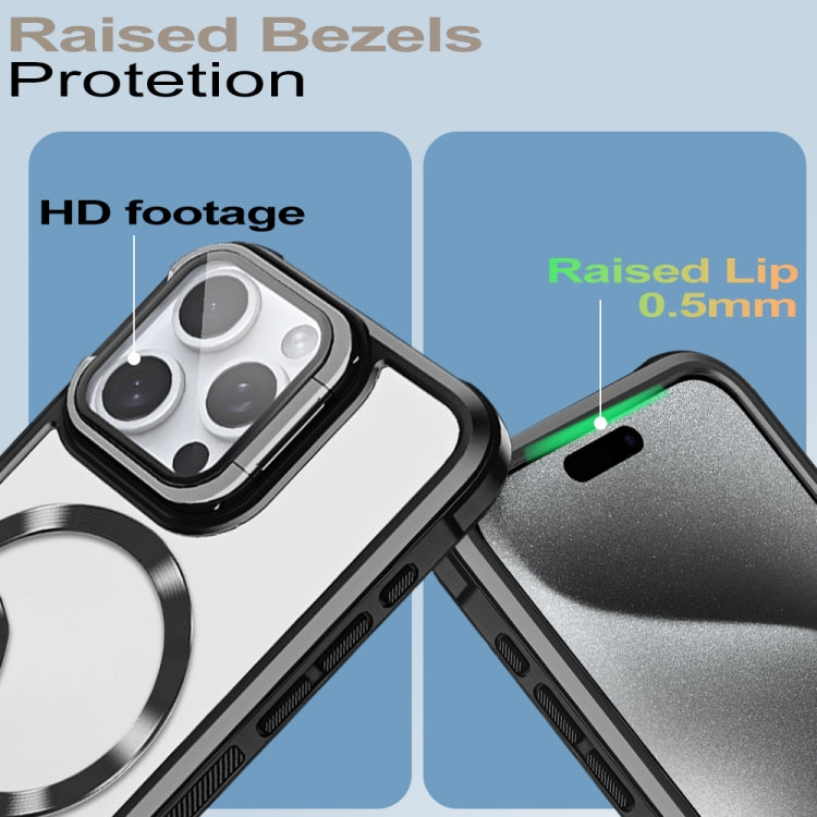 For iPhone 16 Plus Magsafe CD-grain Acrylic Hybrid TPU Phone Case(Black)