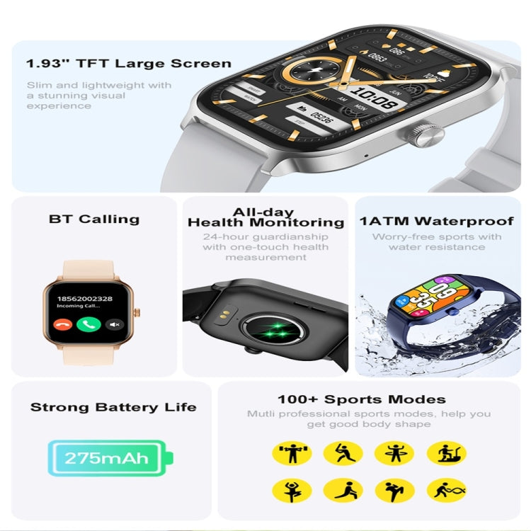 P85 1.93 inch Color Screen Smart Watch, Support Bluetooth Call / Wellness Tracking(Blue)