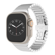 For Apple Watch Series 8 45mm One-bead Paint Alloy Butterfly Buckle Watch Band(Silver)