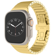 For Apple Watch Series 7 45mm One-bead Paint Alloy Butterfly Buckle Watch Band(Gold)
