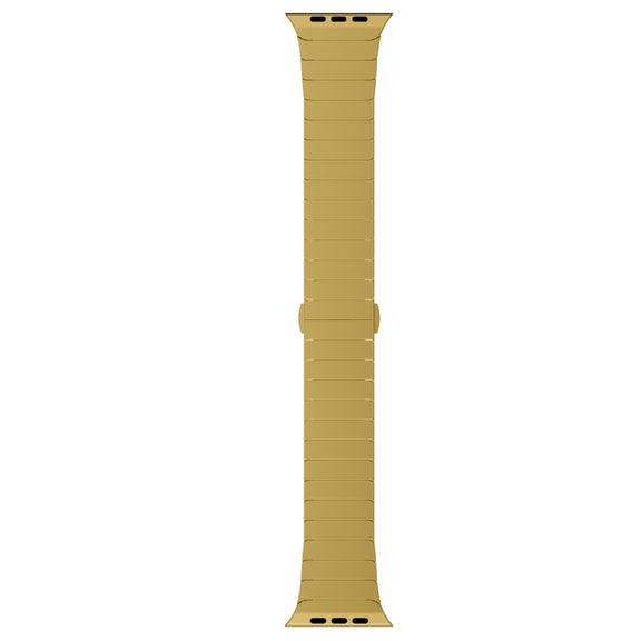 For Apple Watch Series 7 45mm One-bead Paint Alloy Butterfly Buckle Watch Band(Gold)