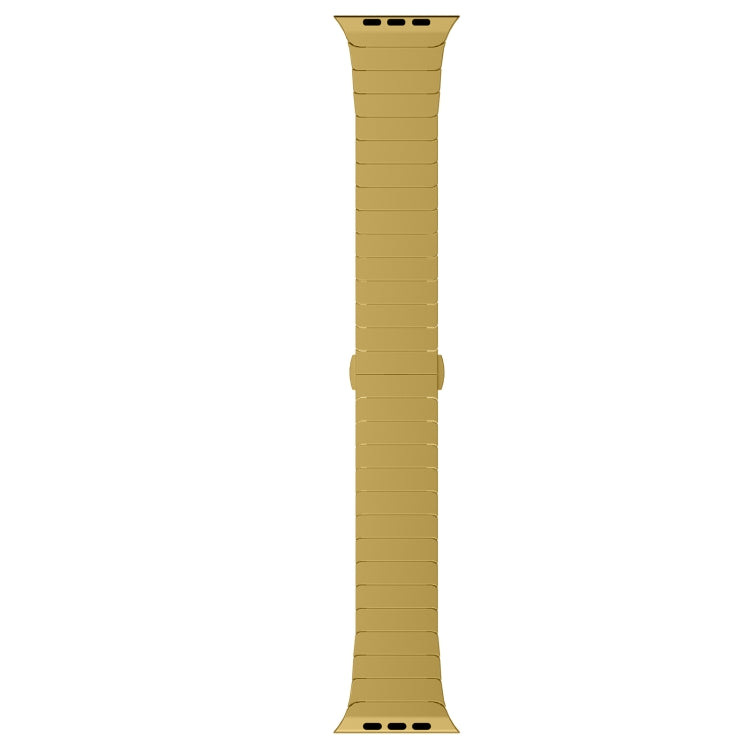 For Apple Watch Series 5 44mm One-bead Paint Alloy Butterfly Buckle Watch Band(Gold)