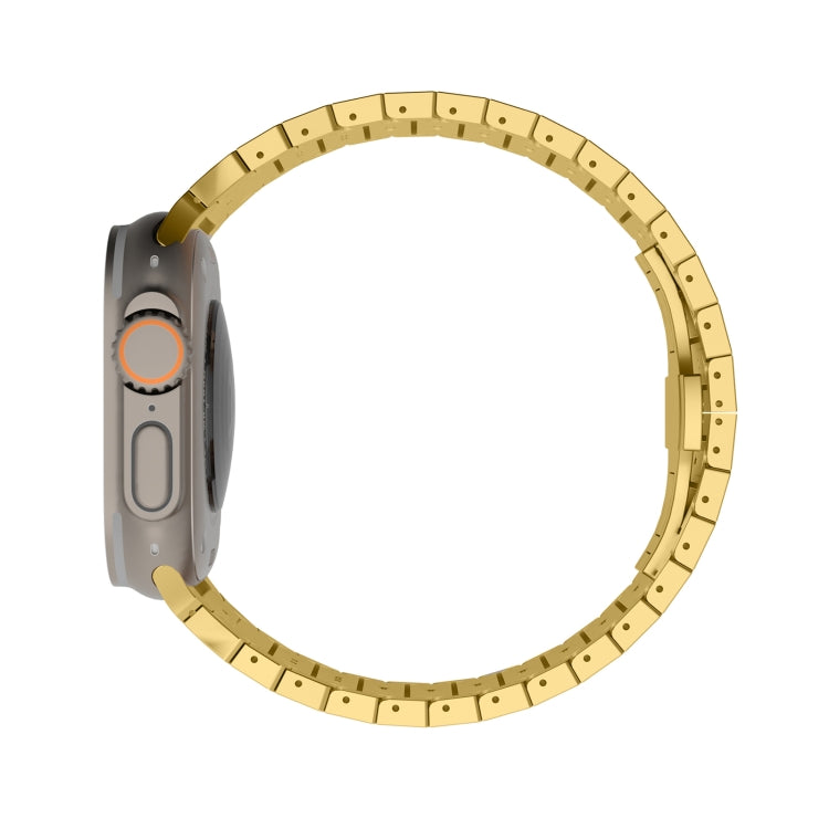 For Apple Watch Series 5 44mm One-bead Paint Alloy Butterfly Buckle Watch Band(Gold)
