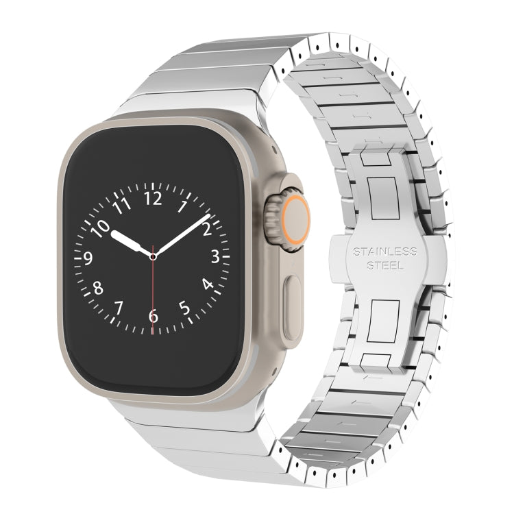 For Apple Watch Series 3 42mm One-bead Paint Alloy Butterfly Buckle Watch Band(Silver)
