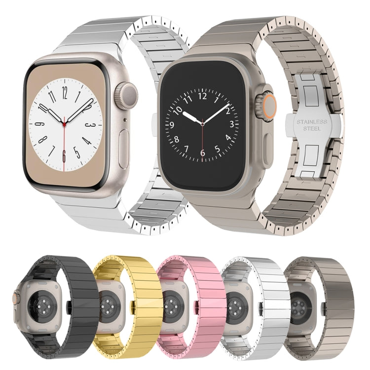 For Apple Watch Series 4 44mm One-bead Paint Alloy Butterfly Buckle Watch Band(Silver)