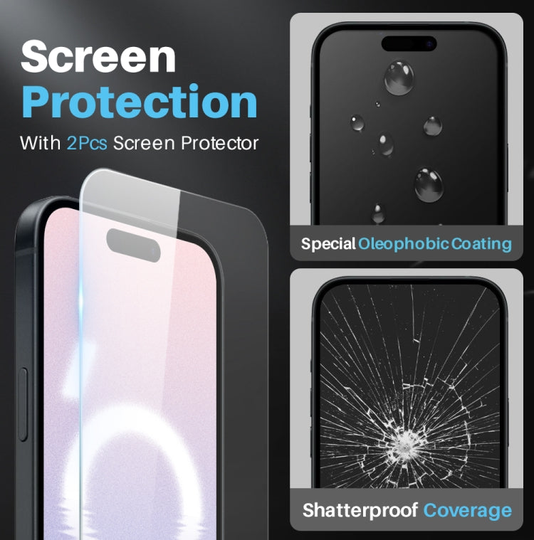 For iPhone 16 Plus NORTHJO 5 in 1 Clear Phone Case with 2pcs Screen Film + 2pcs Camera Lens Film