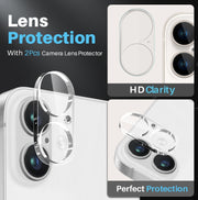 For iPhone 16 Plus NORTHJO 5 in 1 Clear Phone Case with 2pcs Screen Film + 2pcs Camera Lens Film