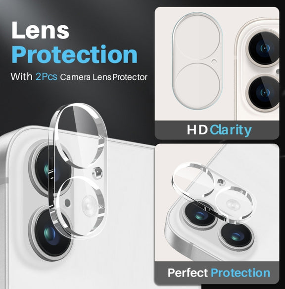 For iPhone 16 Plus NORTHJO 5 in 1 Clear Phone Case with 2pcs Screen Film + 2pcs Camera Lens Film