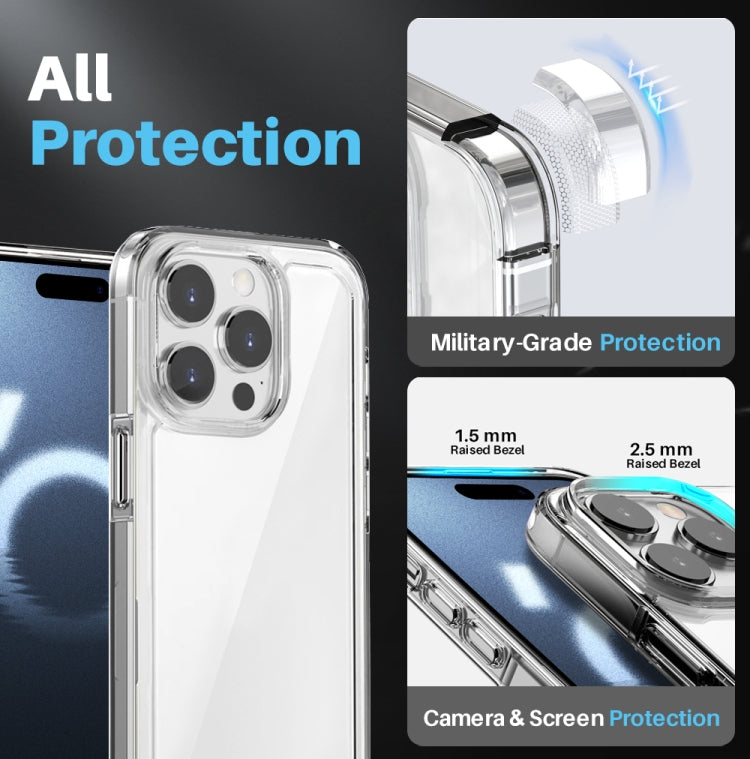 For iPhone 16 Pro NORTHJO 5 in 1 Clear Phone Case with 2pcs Screen Film + 2pcs Camera Lens Film