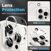 For iPhone 16 Pro NORTHJO 5 in 1 Clear Phone Case with 2pcs Screen Film + 2pcs Camera Lens Film