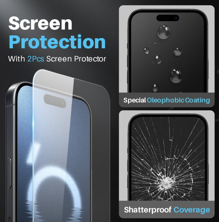 For iPhone 16 Pro Max NORTHJO 5 in 1 Clear Phone Case with 2pcs Screen Film + 2pcs Camera Lens Film