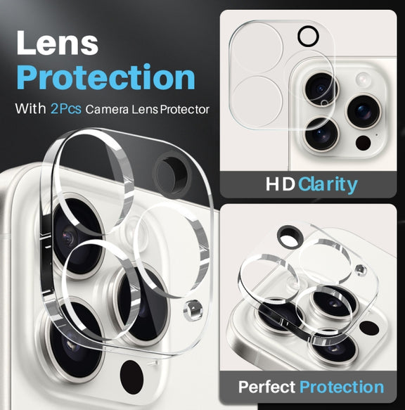 For iPhone 16 Pro Max NORTHJO 5 in 1 Clear Phone Case with 2pcs Screen Film + 2pcs Camera Lens Film