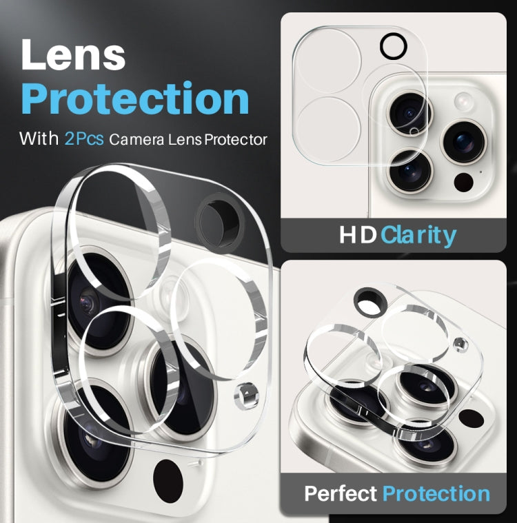 For iPhone 16 Pro Max NORTHJO 5 in 1 Clear Phone Case with 2pcs Screen Film + 2pcs Camera Lens Film