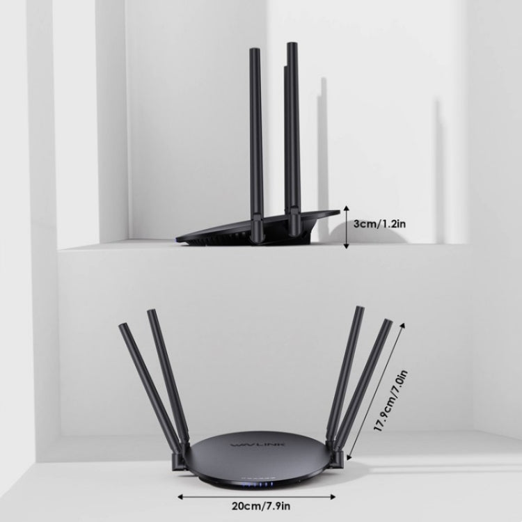 WAVLINK WN530G3 4x 5dBi Foldable Antenna AC1200 Dual Band Wireless Repeater Router, Plug:UK Plug