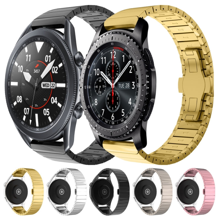 For Samsung Galaxy Watch3 45mm 22mm One Bead Paint Butterfly Buckle Alloy Watch Band(Silver)