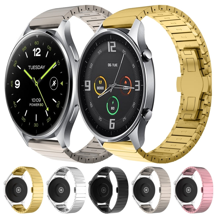 For Xiaomi Watch S1 Active 22mm One Bead Paint Butterfly Buckle Alloy Watch Band(Silver)