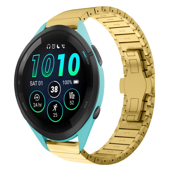 For Garmin Forerunner 265 Music 22mm One Bead Paint Butterfly Buckle Alloy Watch Band(Gold)