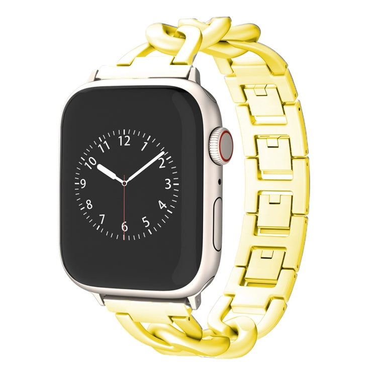 For Apple Watch Series 9 45mm Quick-Release Metal Chain Watch Band(Gold)