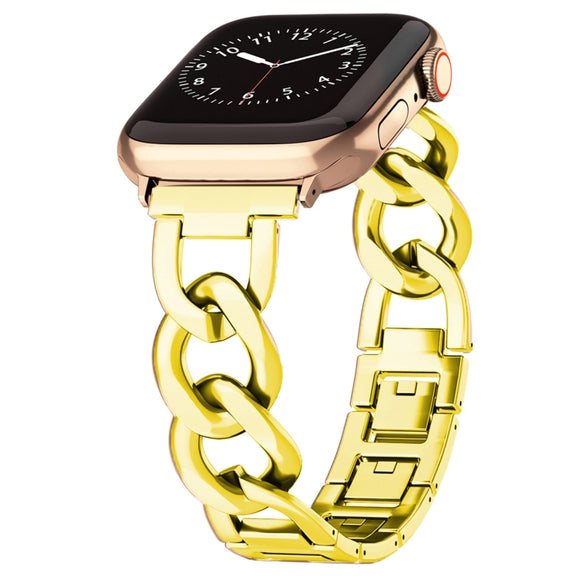 For Apple Watch Ultra 49mm Quick-Release Metal Chain Watch Band(Gold)