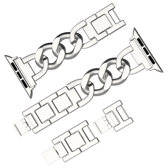 For Apple Watch Series 4 44mm Quick-Release Metal Chain Watch Band(Silver)