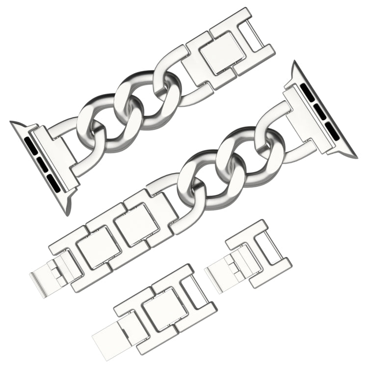 For Apple Watch Series 8 41mm Quick-Release Metal Chain Watch Band(Silver)