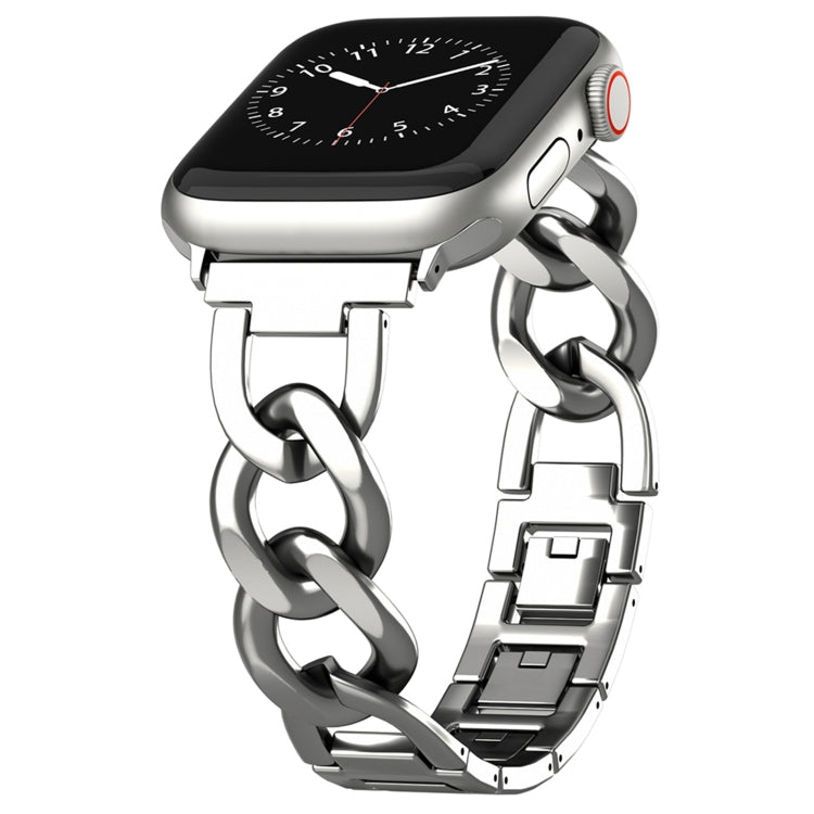 For Apple Watch Series 4 40mm Quick-Release Metal Chain Watch Band(Silver)
