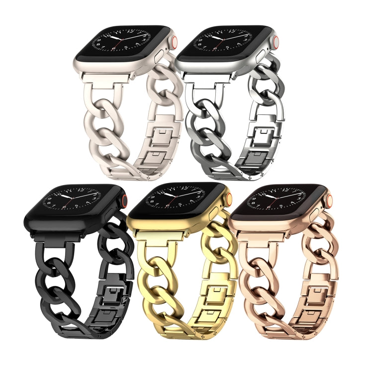 For Apple Watch Series 6 40mm Quick-Release Metal Chain Watch Band(Gold)