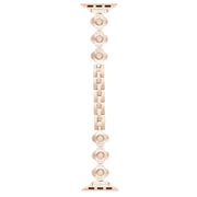 For Apple Watch Series 9 45mm Four Leaf Clover Quick-Release Metal Chain Watch Band(Rose Gold)
