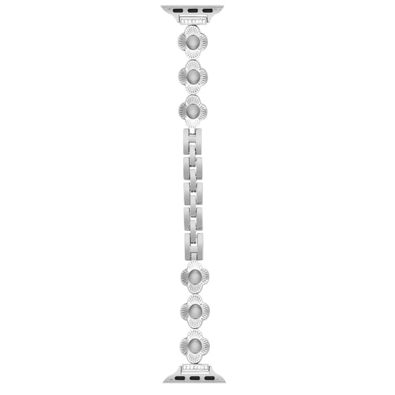 For Apple Watch Ultra 49mm Four Leaf Clover Quick-Release Metal Chain Watch Band(Silver)