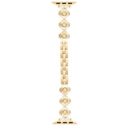 For Apple Watch Series 8 41mm Four Leaf Clover Quick-Release Metal Chain Watch Band(Gold)