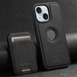 For iPhone 15 Plus Suteni M2 Cross-Grain MagSafe Vertical Card Back Phone Case(Black) - iPhone 15 Plus Cases by Suteni | Online Shopping South Africa | PMC TechLife | Buy Now Pay Later Mobicred
