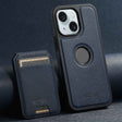 For iPhone 15 Suteni M2 Cross-Grain MagSafe Vertical Card Back Phone Case(Blue) - iPhone 15 Cases by Suteni | Online Shopping South Africa | PMC TechLife | Buy Now Pay Later Mobicred