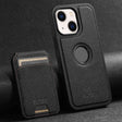 For iPhone 14 Plus Suteni M2 Cross-Grain MagSafe Vertical Card Back Phone Case(Black) - iPhone 14 Plus Cases by Suteni | Online Shopping South Africa | PMC TechLife | Buy Now Pay Later Mobicred