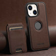 For iPhone 14 Plus Suteni M2 Cross-Grain MagSafe Vertical Card Back Phone Case(Brown) - iPhone 14 Plus Cases by Suteni | Online Shopping South Africa | PMC TechLife | Buy Now Pay Later Mobicred