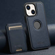 For iPhone 14 Plus Suteni M2 Cross-Grain MagSafe Vertical Card Back Phone Case(Blue) - iPhone 14 Plus Cases by Suteni | Online Shopping South Africa | PMC TechLife | Buy Now Pay Later Mobicred
