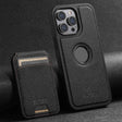For iPhone 14 Pro Suteni M2 Cross-Grain MagSafe Vertical Card Back Phone Case(Black) - iPhone 14 Pro Cases by Suteni | Online Shopping South Africa | PMC TechLife | Buy Now Pay Later Mobicred
