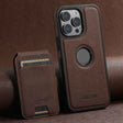 For iPhone 13 Pro Suteni M2 Cross-Grain MagSafe Vertical Card Back Phone Case(Brown) - iPhone 13 Pro Cases by Suteni | Online Shopping South Africa | PMC TechLife | Buy Now Pay Later Mobicred