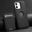 For iPhone 12 Suteni M2 Cross-Grain MagSafe Vertical Card Back Phone Case(Black) - iPhone 12 / 12 Pro Cases by Suteni | Online Shopping South Africa | PMC TechLife | Buy Now Pay Later Mobicred