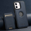 For iPhone 12 Suteni M2 Cross-Grain MagSafe Vertical Card Back Phone Case(Blue) - iPhone 12 / 12 Pro Cases by Suteni | Online Shopping South Africa | PMC TechLife | Buy Now Pay Later Mobicred