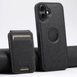 For iPhone 16 Suteni M2 Cross-Grain MagSafe Vertical Card Back Phone Case(Black) - iPhone 16 Cases by Suteni | Online Shopping South Africa | PMC TechLife | Buy Now Pay Later Mobicred