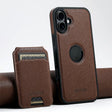 For iPhone 16 Suteni M2 Cross-Grain MagSafe Vertical Card Back Phone Case(Brown) - free shipping - PMC TechLife - Order now!