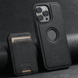 For iPhone 16 Pro Suteni M2 Cross-Grain MagSafe Vertical Card Back Phone Case(Black) - iPhone 16 Pro Cases by Suteni | Online Shopping South Africa | PMC TechLife | Buy Now Pay Later Mobicred