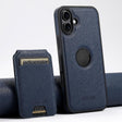 For iPhone 16 Plus Suteni M2 Cross-Grain MagSafe Vertical Card Back Phone Case(Blue) - iPhone 16 Plus Cases by Suteni | Online Shopping South Africa | PMC TechLife | Buy Now Pay Later Mobicred
