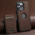 For iPhone 16 Pro Max Suteni M2 Cross-Grain MagSafe Vertical Card Back Phone Case(Brown) - iPhone 16 Pro Max Cases by Suteni | Online Shopping South Africa | PMC TechLife | Buy Now Pay Later Mobicred