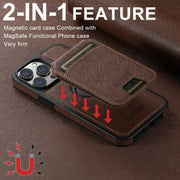 For iPhone 16 Pro Max Suteni M2 Cross-Grain MagSafe Vertical Card Back Phone Case(Brown)