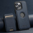 For iPhone 16 Pro Max Suteni M2 Cross-Grain MagSafe Vertical Card Back Phone Case(Blue) - iPhone 16 Pro Max Cases by Suteni | Online Shopping South Africa | PMC TechLife | Buy Now Pay Later Mobicred