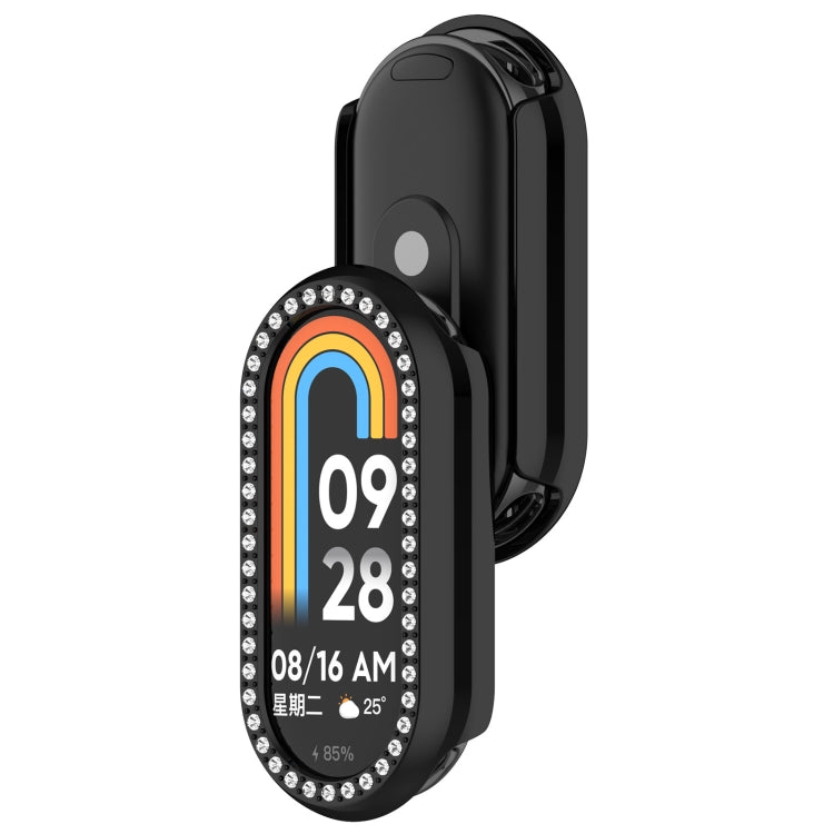 For Xiaomi Smart Band 9 NFC Diamond Half Coverage Hollow PC Watch Protective Case(Black)