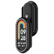 For Xiaomi Smart Band 9 NFC Diamond Half Coverage Hollow PC Watch Protective Case(Black)